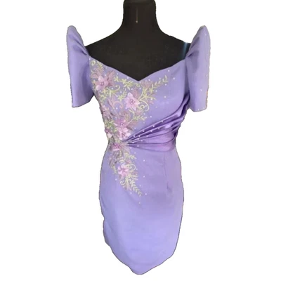 Vestido Moderno Filipino Midi Tela Gasa Manga Mestiza COMPRA 3 OBTÉN 1 GRATIS Foto 1 de 4