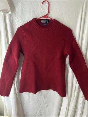 Suéter de lana para mujer Polo Ralph Lauren rojo talla grande 100 % lana vintage Foto 1 de 4