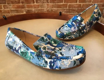 Isaac Mizrahi Azul Multi Floral Cuero Abril Mocasines de Conducción 5 Nuevos Foto 1 de 3