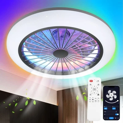OYAJIA RGB Deckenleuchte mit Ventilator Fernbedienung LED Deckenlampe Schlafzimmer DE