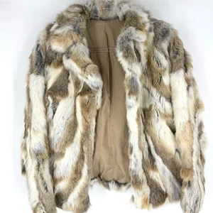 Rabbit Fur Coat Multicolor Size Large - Picture 1 of 5