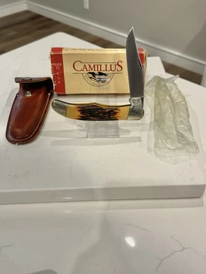 Camillus 716Y Folding Hunter USA – Dura-Stag Delrin Stag New W/Sheath & Box - Image 1 of 2