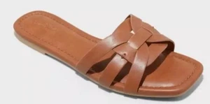 NEW Women's Edna Slide Sandals Cognac Brown Memory Foam Universal Thread SZ 11 - Picture 1 of 2