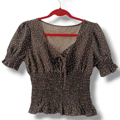 Blusa corta a lunares blanca y negra para mujer talla L Foto 1 de 4