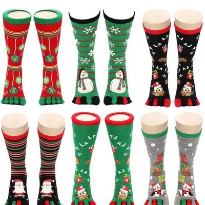 1 Paar Weihnachten Zehensocken Weihnachtssocken Fünf Finger Herren Damen Weihnachtsgeschenk - Bild 1 von 4