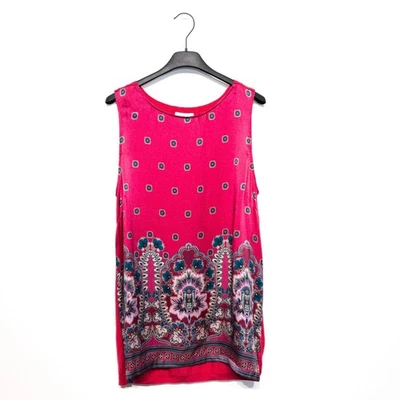 Monsoon розовый без рукавов богемное цветочный атласный шелк кашемир хлопок верх - размер 14 - Изображение 1 из 4