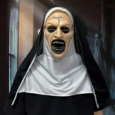 The Horror Scary Nun Latex Mask w/Headscarf Valak  Halloween NEW - Image 1 of 3