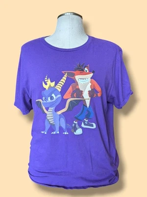 Camiseta Crash Bandicoot y Spyro Púrpura Gráfico Talla L Foto 1 de 4