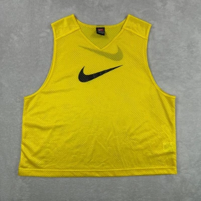 Vintage Nike Jersey Mens One Size Yellow Black Swoosh Sports Team Training Vest - Image 1 of 4
