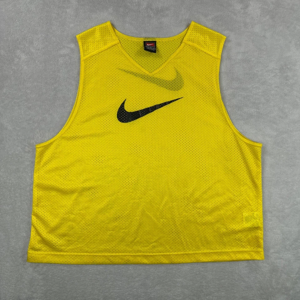 Vintage Nike Jersey Mens One Size Yellow Black Swoosh Sports Team Training Vest - Image 1 of 4