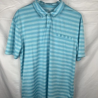 Reel Legends Freeline Men's Fishing Polo Shirt ~  Short Sleeve Large Striped - Image 1 of 4