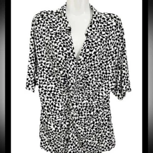 INC top twist front collared black white geometric casual office business XXL - Picture 1 of 8