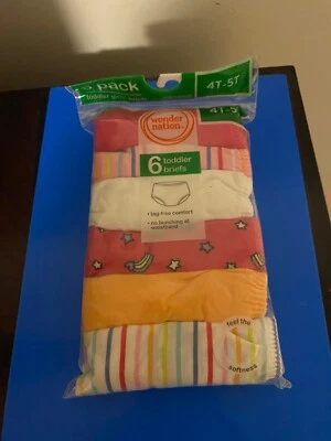 BRAND NEW TODDLER GIRLS SIZE 4T-5T WONDER NATION 6 PACK BRIEF UNDERWEAR - Image 1 of 4