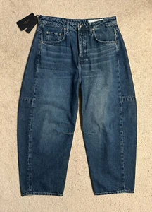 Rag & Bone The Charlie High Rise Barrel Jeans Teo, (TAG: 30, ACTUAL 32) New! - Picture 1 of 18