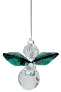 Dije colgante pequeño ángel de la guarda piedra de nacimiento de cumpleaños MAYO CRISTAL VERDE ESMERALDA - Imagen 1 de 3