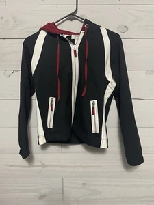 Ann Taylor LOFT Women’s Hooded Zip Jacket. Red/white/black Small Petite - Picture 1 of 8
