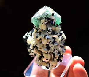 Fluorite, Schorl and Muscovite. Erongo Mts., Namibia. Many penetrating crystals - Picture 1 of 9