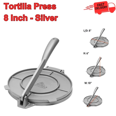 Prensa para tortillas de 8", aluminio fundido, fácil prensa para tortillas, empanadas, panes planos Foto 1 de 4
