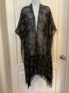 Kimono Fringe Scarf Wrap One Size Fits Most Paisley Pattern Multicolor - Picture 1 of 15
