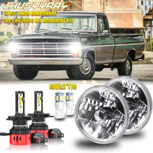 2Pcs 7" LED Headlights Hi/Low Round Headlamps For Ford F100 Pickup 1969-1979 - Picture 1 of 12