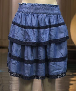 Crown & Ivy Women's Elastic Waist Skirt Soft Denim Blue Size L - Picture 1 of 7