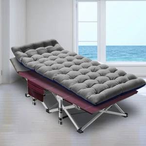 NAIZEA Rollaway Guest Bed,Mattress Folding Cot Adults Recliner Chaise Gray Blue - Picture 1 of 19