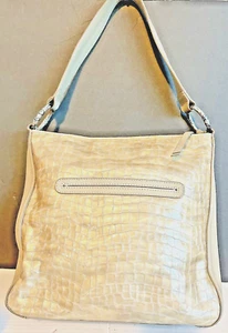 Brighton Shoulder Handbag Cher Collection Patent Leather Croc Embossed Large Tan - Picture 1 of 6