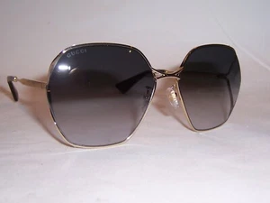 NEW GUCCI SUNGLASSES GG 0818SA 001 GOLD/GRAY GRADIENT 63MM AUTHENTIC 0818 - Picture 1 of 8