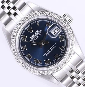 Rolex Lady Datejust 79190 Stahl 26 mm Uhr - Marineblau römisches Zifferblatt - Diamant Einfassung - Bild 1 von 5