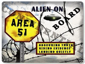 Area 51 METAL Street sign conspiracy funny UFO aliens space ship wall decor 377 - Picture 1 of 1