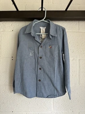 NUEVO CON ETIQUETAS Camisa de Vestir Jacadi Paris Niños Cambray Talla 6Y Manga Larga Azul Cierre con Botones Foto 1 de 4