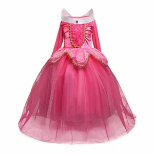 Girls Sleeping Beauty Aurora Princess Fancy Dress up Kids Costume Pink - Picture 1 of 7