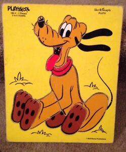 Vintage Walt Disney's Pluto 7 Piece Playskool #190-4 Wooden Puzzle
