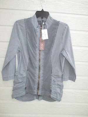 NUEVO CON ETIQUETAS XCVI TALLA M Chaqueta Gris Verde Acanalada Cremallera Alta Lo Manga 3/4 Foto 1 de 4