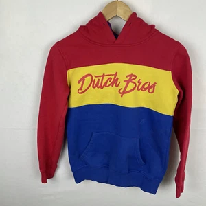Dutch Bros Color Block hoodie Red/Blue/Yellow Size Small - Picture 1 of 7