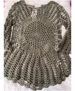 Loveriche Olive Crochet Tunic Cover Up Size M/L NWT - Picture 1 of 4