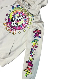 Grateful Dead Tie-Dye Graphic Nude Cream Pullover Rock Hoodie Dancin Bears Small - Picture 1 of 7