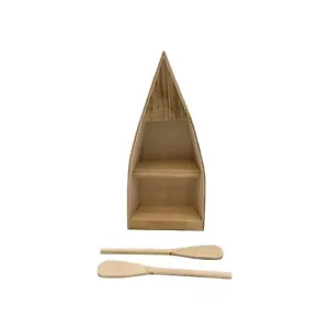12" Miniature Wood Boat Canoe Shelf 7.5" Oars NOS Unfinished Dollhouse Display - Picture 1 of 12