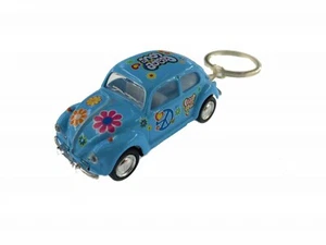 2.5" Kinsmart 1967 VW Beetle Pastel Decal Keychain Diecast Model Car 1:64 Blue - Picture 1 of 3