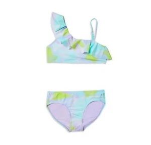 Justice Girls size XS 5/6 2 Piece Ruffle Shoulder Tie Dye Bikini Swimsuit - Picture 1 of 8