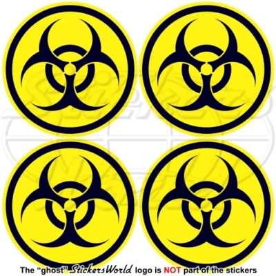 STICKERSWORLD BIOHAZARD Warning Stickers 50mm Virus Biological Hazard Safety Roundel x4