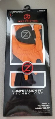 Мужская перчатка для гольфа для левой руки Zero Friction — оранжевая и черная — универсальная — НОВАЯ - Изображение 1 из 4