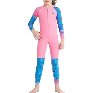 DIVE & SAIL Pink/Blue Colorblock Long Slv One Pc Dive Skin Swimsuit Sunsuit Sz L - Picture 1 of 9
