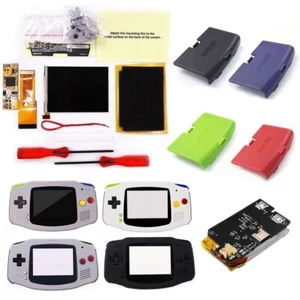 For GBA V2 IPS 10 Levels Brightness LCD Kit+Pre-cut Shell With 1800mAh Battery - Picture 1 of 88