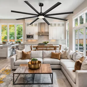 96 Inch Industrial Ceiling Fan with Light & Remote Control Commercial 6 Speed - Picture 1 of 8