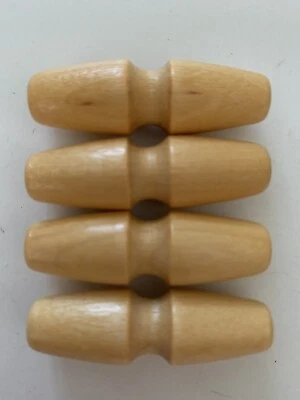 Four Large Wooden 4.5cm Toggle Buttons. Vintage 1980s. New. - Image 1 of 3