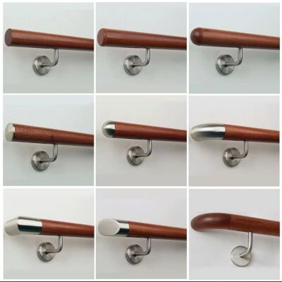 Mahagoni Handlauf Geländer lackiert Ø42 mm Edelstahlhalter Treppe Wand Bausatz  - Bild 1 von 4