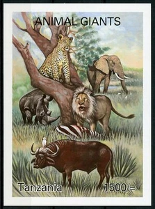 Tanzania Wild Animals Stamps 2003 MNH Giants Elephants Rhinos Lions 1v IMPF S/S - Picture 1 of 1