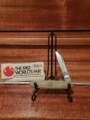 Cuchillo Parker Cutlery 1982 Feria Mundial Knoxville, TN 1982 completo con caja sin precio base Foto 1 de 4