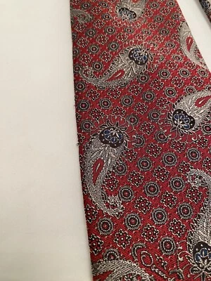 Corbata de cuello de cachemira roja vintage Oscar De La Renta de 3,5 x 57,5 pulgadas fotos ligeras enganche Foto 1 de 4